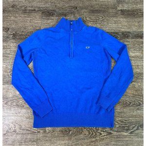 Vineyard Vines Women’s Mock Neck 1/4 Zip Pullover Sweater Tight Knit Blue Sz S